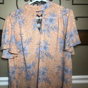 Floral Printed Key-Hole Top